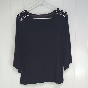 ❤️5/$25 Hannah Black Blouse with Metal Accents